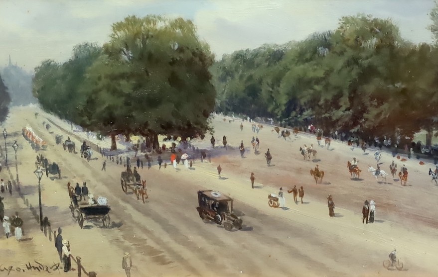 George Hyde Pownall (English/Australian, 1876-1932), Hyde Park Corner, oil on board, 14 x 22.5cm